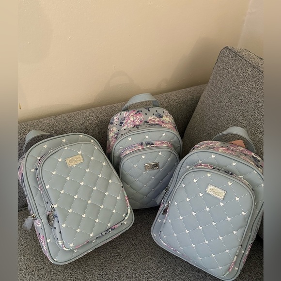 Luv Betsey LB102550 Black Quilted Mini Backpack 10” x 8” Pink Pom Faux Leather Luv Betsey Backpacks for Women on Sale up to 90% Off: Poshmark main image 2